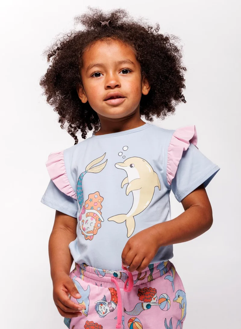 Småfolk T-shirt with mermaid and dolphin